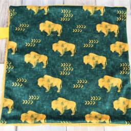 Bison Lovey - Green & Gold Mini Blanket Minky Baby Gift - thumbnail 4
