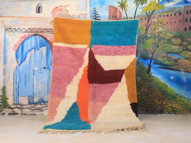 Colorful Moroccan Rug, Custom Fabulous Boujad Azilal Abstract Multicolored Carpet, Handmade Bohemian Rug - image 1