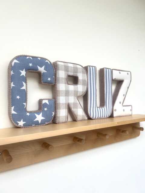 Fabric Personalised Letter With Velvet Or Corduroy Edging For Nursery Wall Decor - image 1
