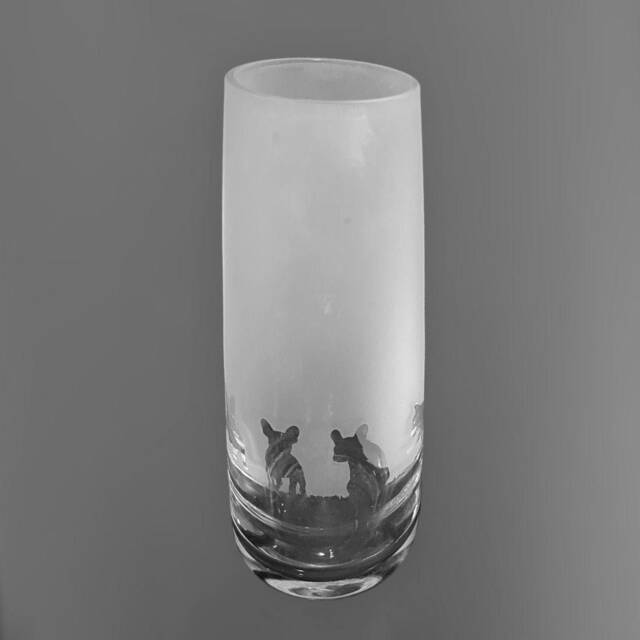 French Bulldog Vase - 15cm Crystal Glass Bud Vase With French Bulldog Frieze Design - image 1