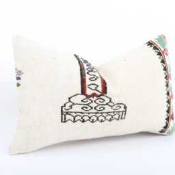 12x20 Turkish Kilim Pillow Vintage Wool Lumbar Cushion Cover - thumbnail 3