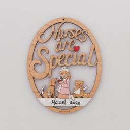 Personalized Nurse Christmas Ornament - Wood, Hand Painted, Laser Cut - thumbnail 2