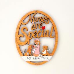 Personalized Nurse Christmas Ornament - Wood, Hand Painted, Laser Cut