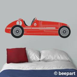 Personalized Vintage Race Car Vinyl Wall Decal - thumbnail 3