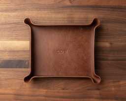 Monogrammed Leather Catchall - Groomsmen Gift, Personalized Valet Tray, Custom Gift For Him, 3rd Anniversary Monogrammed Gift