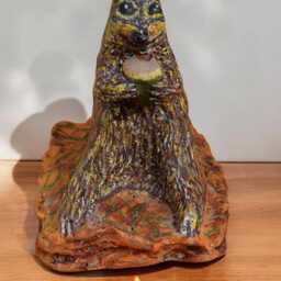 Hand-Painted Chipmunk Sculpture Ceramic Acorn Decor - thumbnail 2