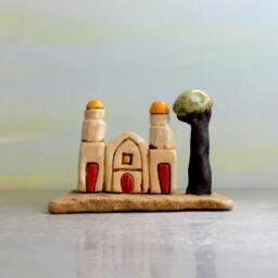 Ceramic Fairy House Sculpture, Rustic Fantasy Art Decor - thumbnail 2