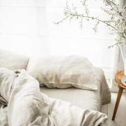 Soft Linen Bedding Set Beige Duvet Cover & Pillowcases - thumbnail 2