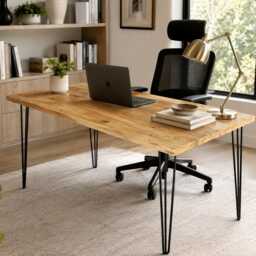 Reclaimed Wood Desk Handmade Home Office 74cm/28 - thumbnail 2