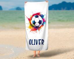 Personalised Football Beach Towel, Pool Custom Swim Holiday Lover