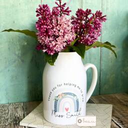 Personalised Colleague Gift Teaching Assistant Nursery Teacher Mentor Friend Mum Nanna Grandma Floral Rainbow Small Ceramic Jug Vase Mug - thumbnail 3