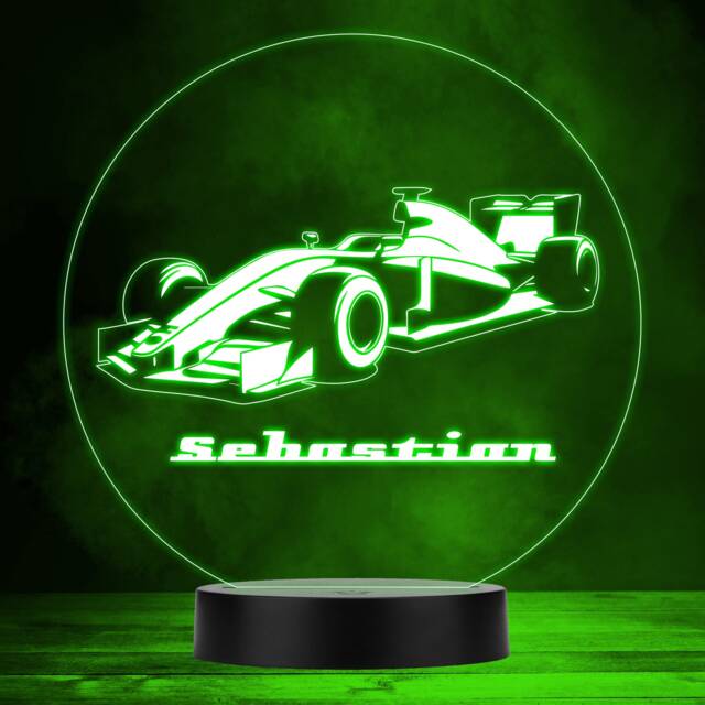 Racing Cars Silhouette Motorsport Fan Personalised Gift Multicolour Night Light - Bedroom Lamp - image 1