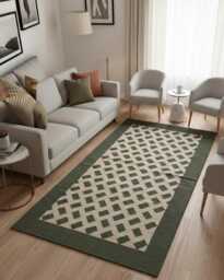 Handmade Olive Green & Beige Kilim Decor, Flatweave Hand Wove Decor - thumbnail 1