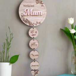 Personalised Wooden Mothers Day Wall Hanging Gift - Custom Engraved Decor For Mom, Unique Home Art & Keepsake, Mum Childrens Names - thumbnail 2