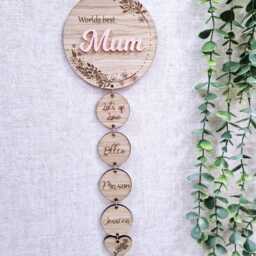 Personalised Wooden Mothers Day Wall Hanging Gift - Custom Engraved Decor For Mom, Unique Home Art & Keepsake, Mum Childrens Names - thumbnail 3