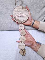 Personalised Wooden Mothers Day Wall Hanging Gift - Custom Engraved Decor For Mom, Unique Home Art & Keepsake, Mum Childrens Names - thumbnail 1