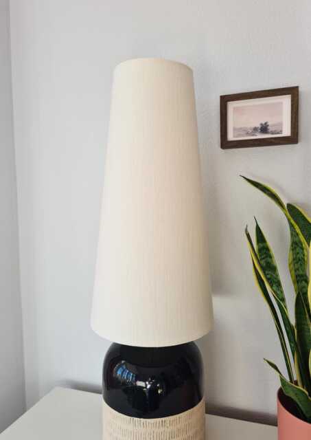 Ivory Linen Cone Lampshade in Textured Fabric, Conical Fat Lamp Shade - image 1