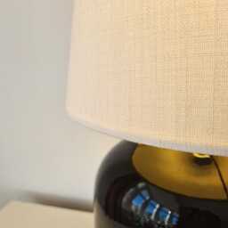 Ivory Linen Cone Lampshade in Textured Fabric, Conical Fat Lamp Shade - thumbnail 3