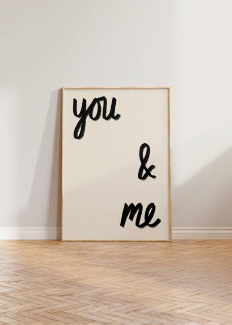 Living Room Print, You & Me Wall Art, Handwritten Poster, Wedding Gift, Handdrawn Aesthetic Hallway Decor, & Print - image 1