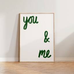 Living Room Print, You & Me Wall Art, Handwritten Poster, Wedding Gift, Handdrawn Aesthetic Hallway Decor, & Print - thumbnail 3