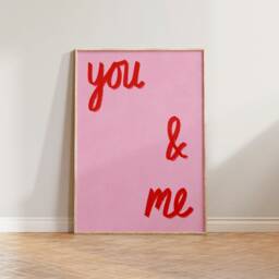 Living Room Print, You & Me Wall Art, Handwritten Poster, Wedding Gift, Handdrawn Aesthetic Hallway Decor, & Print - thumbnail 2