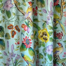Light Aqua Roman Blind Custom Bird & Floral Design - thumbnail 3
