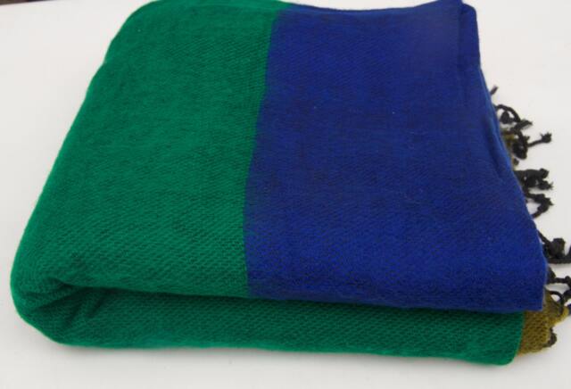 Handmade Yak Wool Blanket Striped Meditation Shawl, Nepal - image 1
