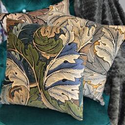 William Morris - Acanthus Velvet Slate Blue/Thyme Cushion Cover Throw Pillow Designer Home Decor - thumbnail 2