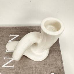 Minimalistic Neutral Candle Holder - Cream Ceramic Homeware Home Decor Unique Ornament Style - thumbnail 4