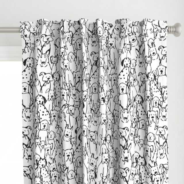 Canine Curtain Panel - Pet Animal Love Friend Custom Dog's Life Black White By Shellyreneedesigns - image 1