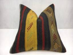 Vintage Kilim Pillow Cover, 18x18, Handwoven Turkish