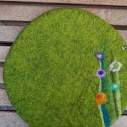 Felt Cushion, Grass & Flowers Minimal, Green - thumbnail 3