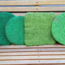 Felt Cushion, Grass & Flowers Minimal, Green - thumbnail 4