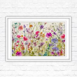 Wild Flowers, Bright Summer Colours. Framed Picture With Choice Of Frame Colours - thumbnail 1