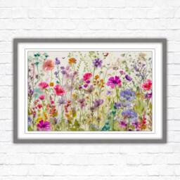 Wild Flowers, Bright Summer Colours. Framed Picture With Choice Of Frame Colours - thumbnail 3