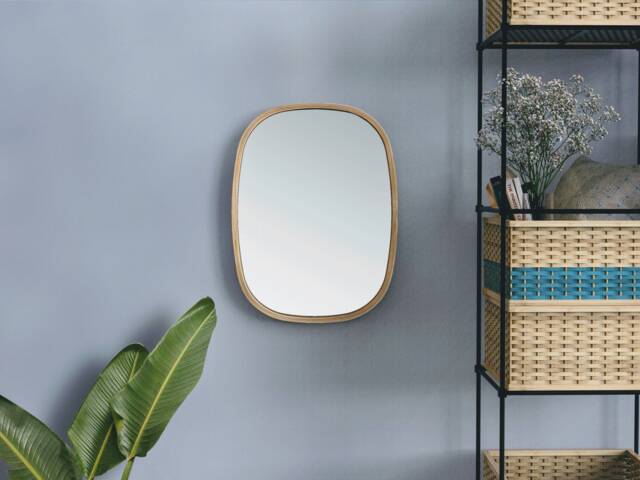 Handmade Bamboo Wall Mirror Boho Home Decor - image 1