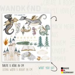Dragon Wall Sticker Children's Room Decoration V371 Family With Castle - thumbnail 2