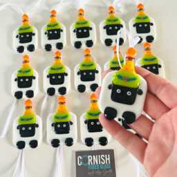 Cute Sheep Christmas Decoration - Fused Glass Decoration, Sheep Cornish Fused Glass, Glass Cornwall - thumbnail 4