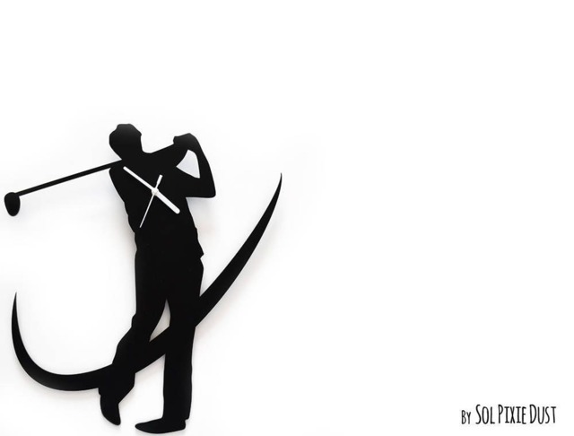 Man Playing Golf Silhouette - Wall Clock - image 1