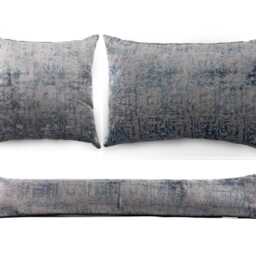 Aqua Blue Chenille Draught Excluder Concrete Look, Velvet Back - 90cm - thumbnail 4