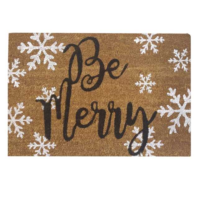 Christmas Coir Doormat 40 X 60cm Decorative Xmas Mat Festive Be Merry Print - image 1