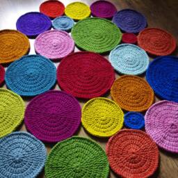 Handmade Wool Round Rug Colorful Crochet Rug - thumbnail 3