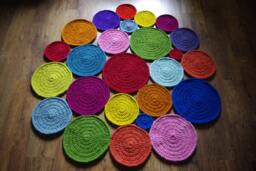 Handmade Wool Round Rug Colorful Crochet Rug - thumbnail 1