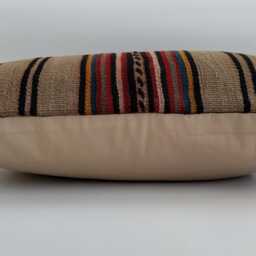 Handmade Cushion Cover, Striped Multicolour Turkish Cushion, Pillow, Decorative Throw Kilim 24''x24''/60x59 cm - thumbnail 3