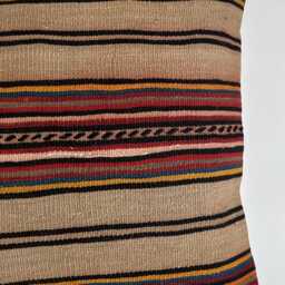 Handmade Cushion Cover, Striped Multicolour Turkish Cushion, Pillow, Decorative Throw Kilim 24''x24''/60x59 cm - thumbnail 2