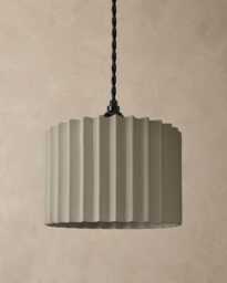 Large Syracuse - Ceramic Pendant Ceiling Light Handmade Minimalist Hanging Fixture in Natural Dune - thumbnail 1