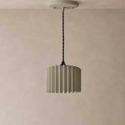 Large Syracuse - Ceramic Pendant Ceiling Light Handmade Minimalist Hanging Fixture in Natural Dune - thumbnail 2