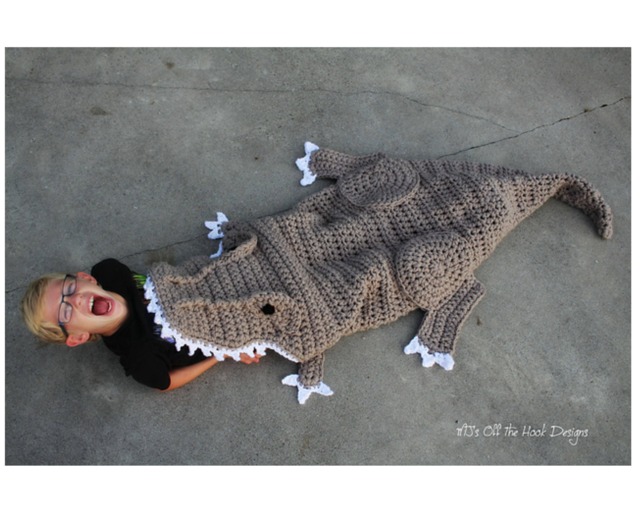 Crochet Pattern T-Rex Blanket - Dino Pattern Bulky & Quick Dinosaur Crochet Mj's Off The Hook Design - image 1