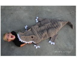 Crochet Pattern T-Rex Blanket - Dino Pattern Bulky & Quick Dinosaur Crochet Mj's Off The Hook Design - thumbnail 1