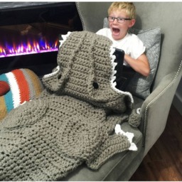 Crochet Pattern T-Rex Blanket - Dino Pattern Bulky & Quick Dinosaur Crochet Mj's Off The Hook Design - thumbnail 2